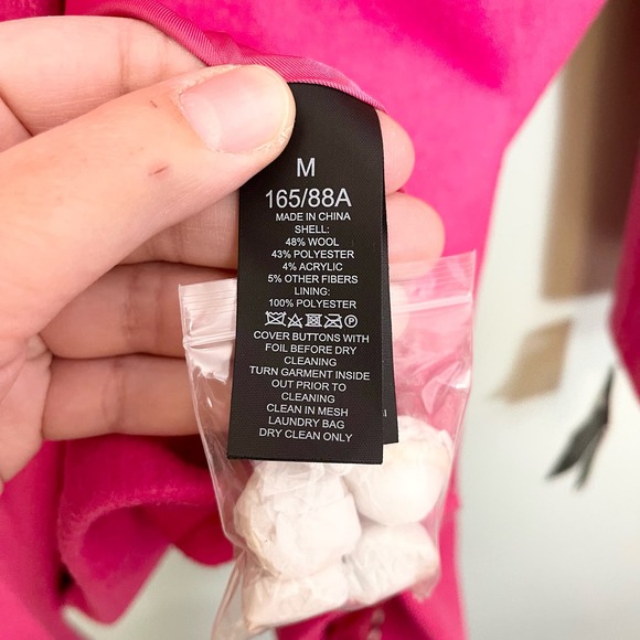 KATE SPADE New York Pink Wool Blend Stand Collar Over Coat Jacket Medium NWT - Picture 9 of 9